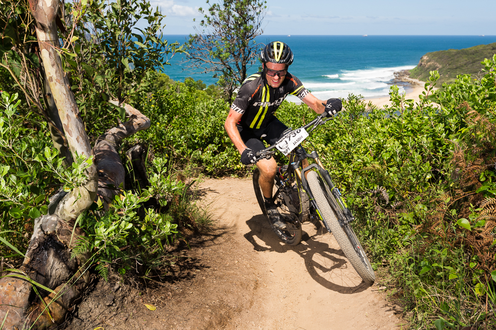 Jason English on the iconic "Snakes and Ladders" trail section at Glenrock.